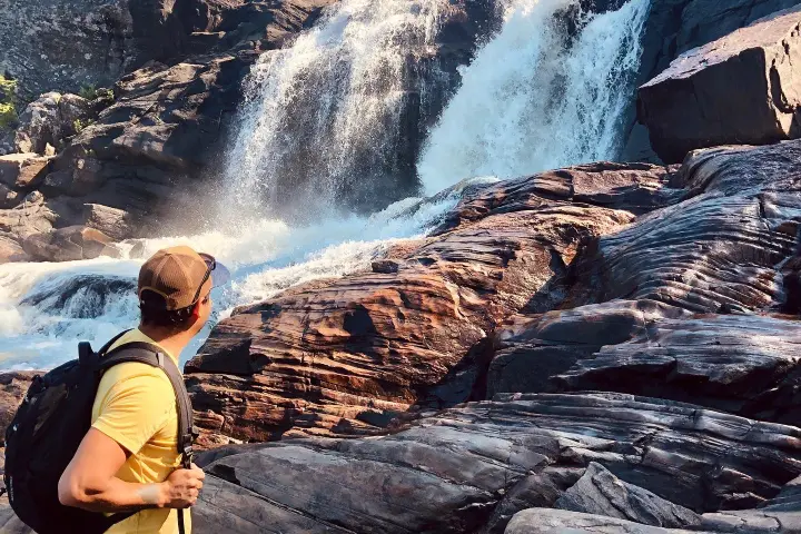 a person in a canyon