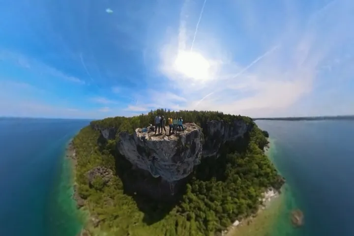 a blue and green water