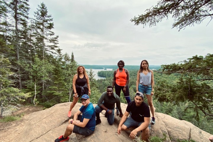a group of people posing for the camera