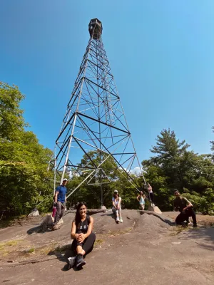 a group of people in a park