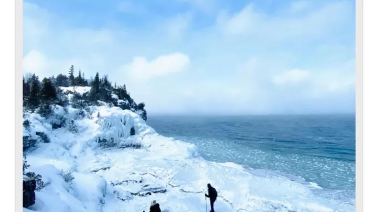 People on a winter hike at Bruce Peninsula