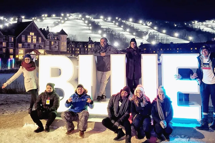 Group enjoying a winter getaway at Blue Mountain.