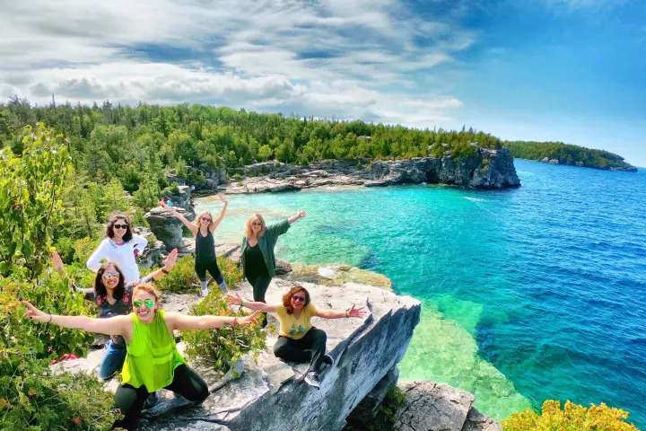 Group enjoying panoramic views along the Bruce Trail.